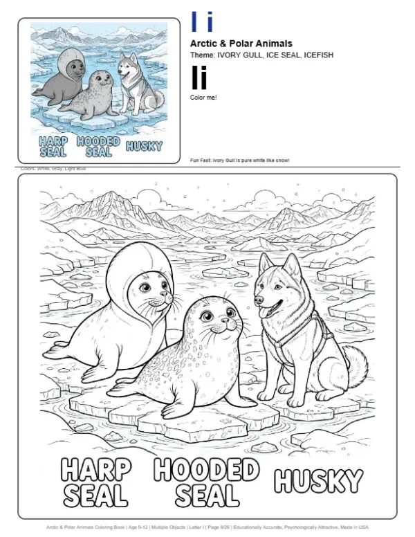 Alphabet Coloring Page Ivory Gull - Letter I Coloring Page