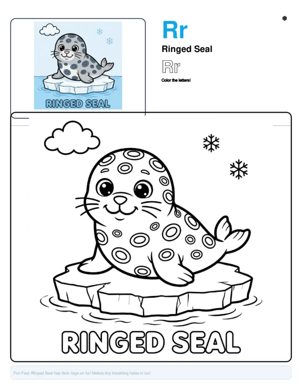 Baby Seal Coloring Pages - Letter R Coloring Page