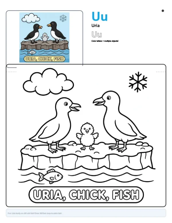 Black And White Coloring Pages Uria - Letter U Coloring Page