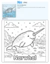 Boy Coloring Pages Narwhal - Letter N Coloring Page