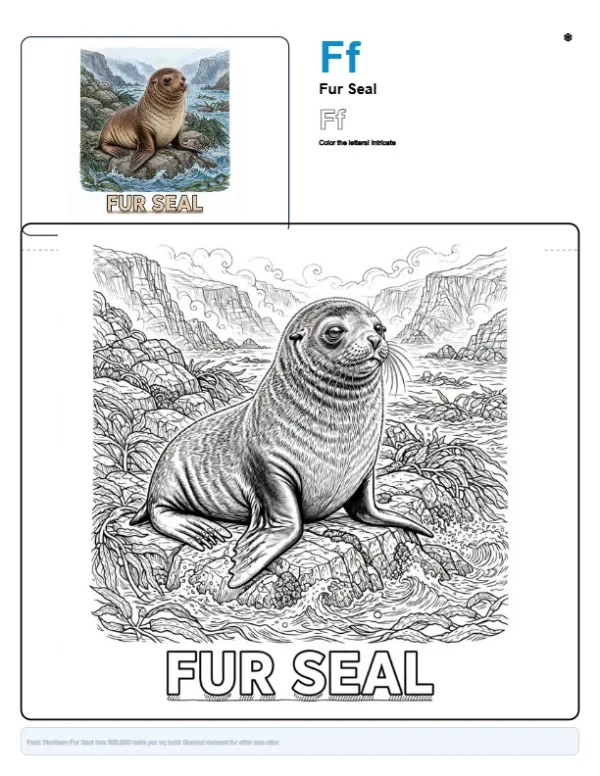 Circus Seal Coloring Page - Letter F Coloring Page