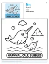 Color Book Pages Narwhal - Letter N Coloring Page