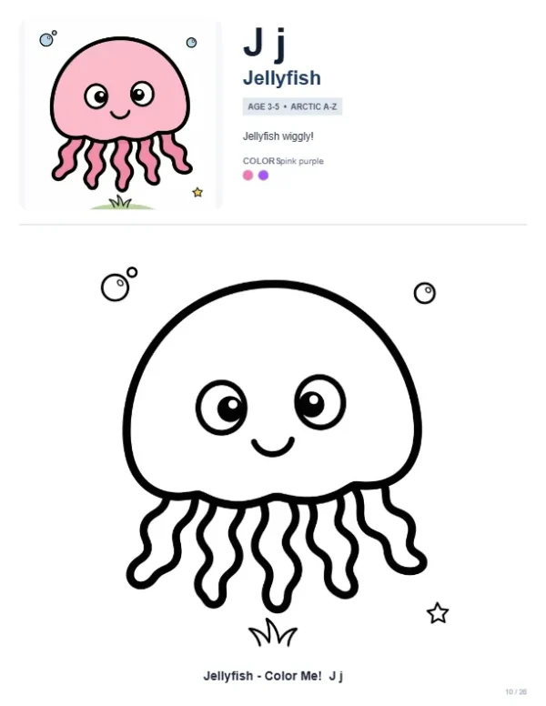 Color Pages Jellyfish - Letter J Coloring Page