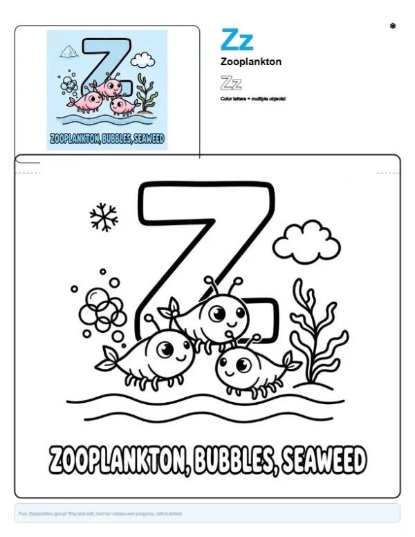 Coloring Book Online Zooplankton - Letter Z Coloring Page