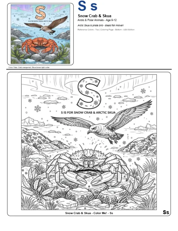 Coloring Book Pages For Adults Snow Crab - Letter S Coloring Page