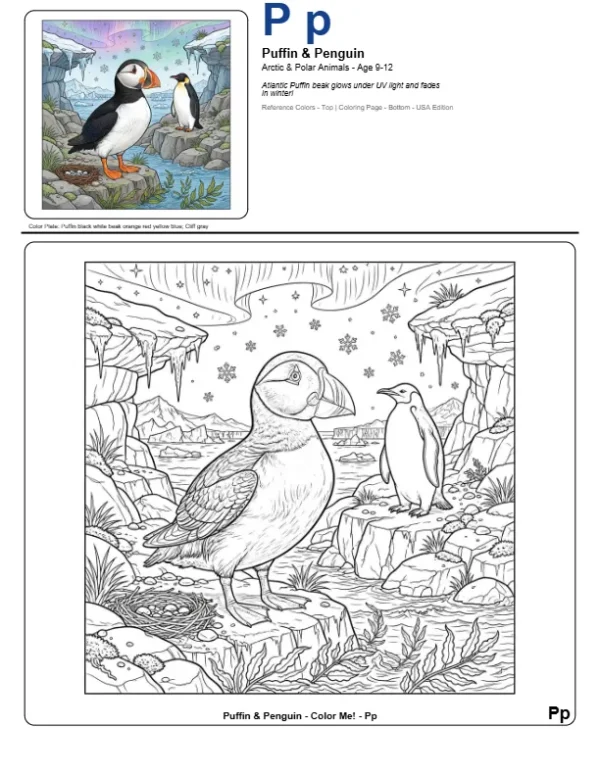 Coloring Games For Kids Puffin - Letter P Coloring Page