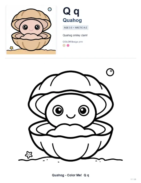 Coloring Games Quahog - Letter Q Coloring Page