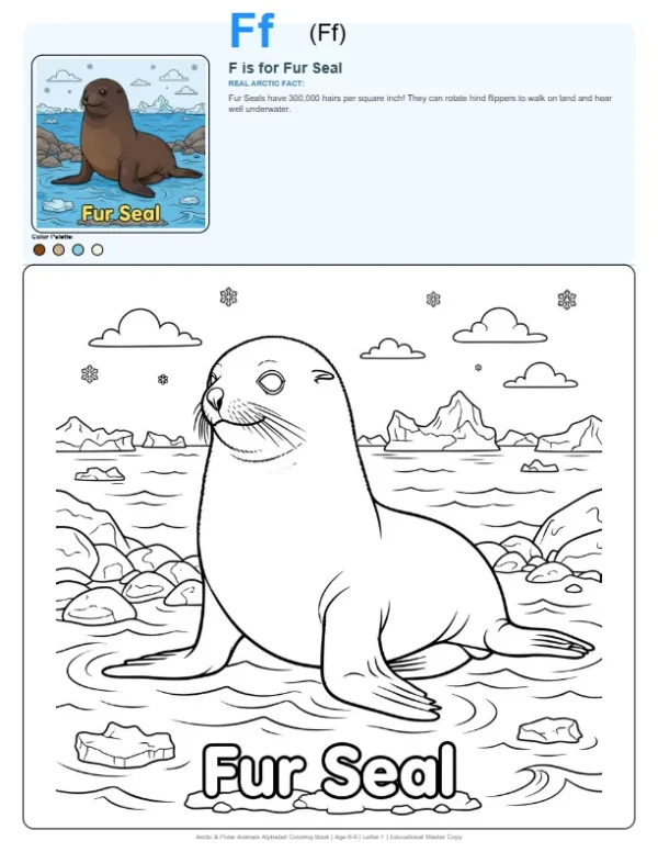 Coloring Page Seal - Letter F Coloring Page