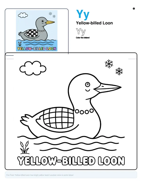 Coloring Page Yellow-billed Loon - Letter Y Coloring Page
