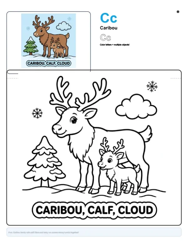 Coloring Pages Easy Caribou - Letter C Coloring Page