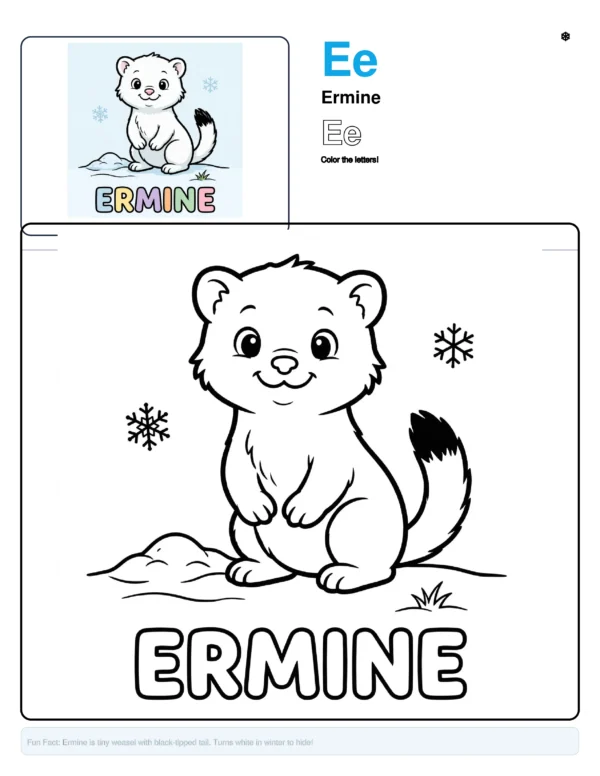 Coloring Pages For Adults Ermine - Letter E Coloring Page