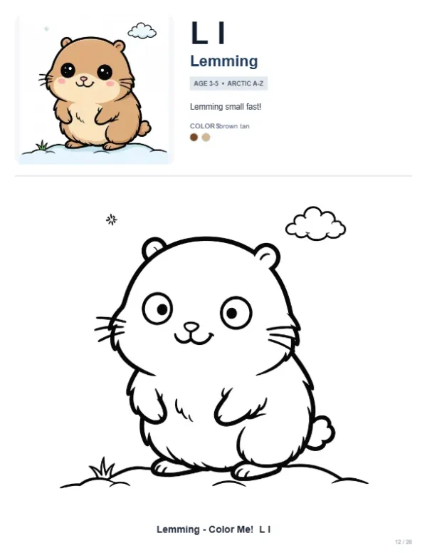 Coloring Pages For Boys Lemming - Letter L Coloring Page