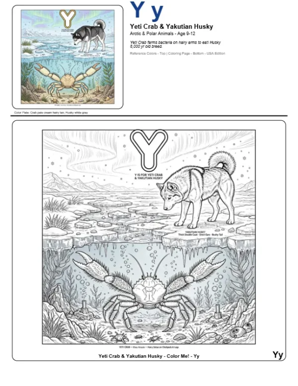 Coloring Pages For Kindergarten Yeti Crab - Letter Y Coloring Page