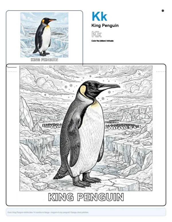 Coloring Pages For Teenagers King Penguin - Letter K Coloring Page