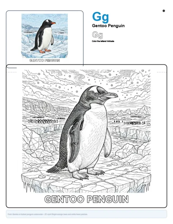 Coloring Pages For Toddlers Gentoo Penguin - Letter G Coloring Page