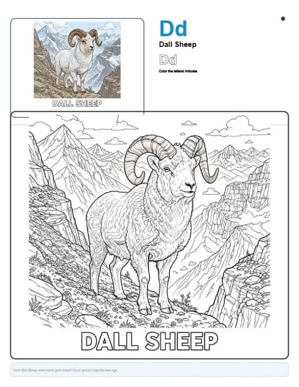 Coloring Pages Online Dall Sheep - Letter D Coloring Page