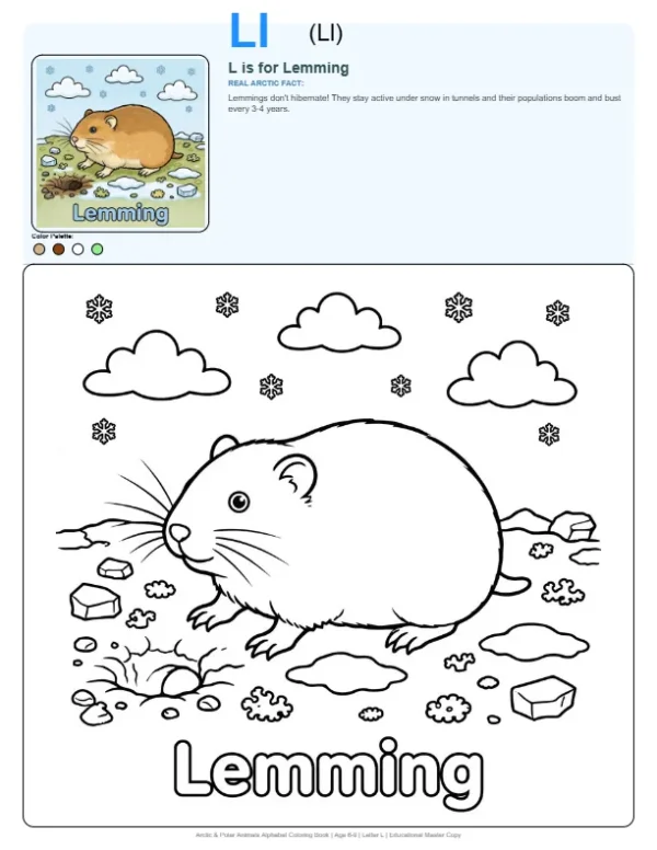Coloring Sheet Lemming - Letter L Coloring Page
