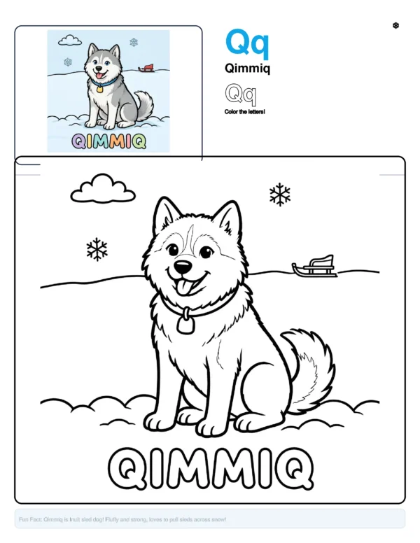Coloring Sheets Qimmiq - Letter Q Coloring Page