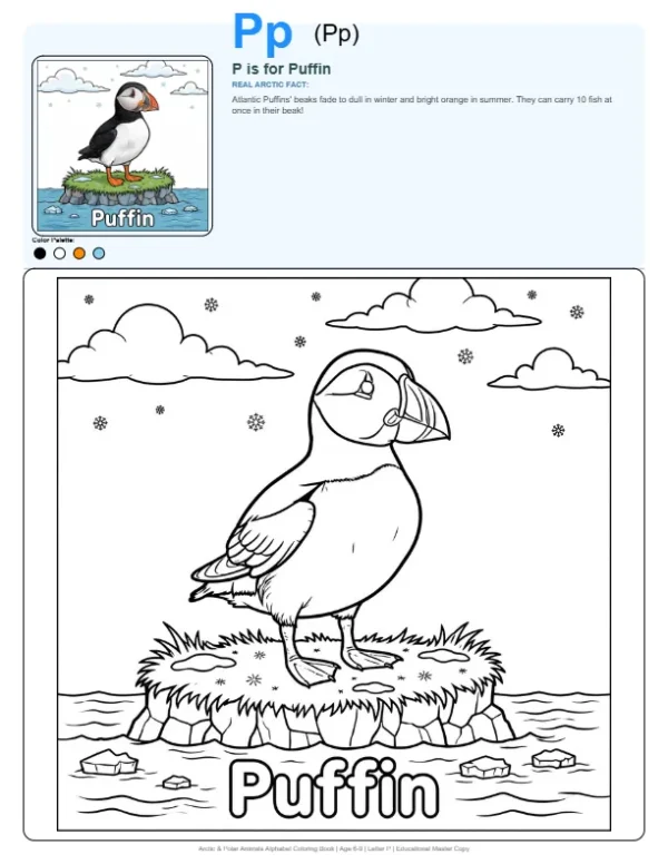 Coloring Worksheets Puffin - Letter P Coloring Page