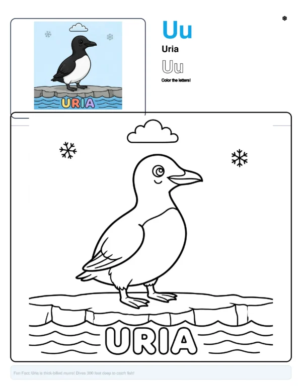 Free Coloring Pages For Kids Uria - Letter U Coloring Page