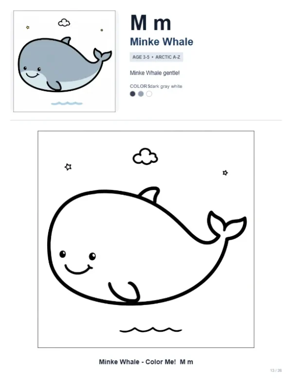 Killer Whale Coloring Pages - Letter M Coloring Page
