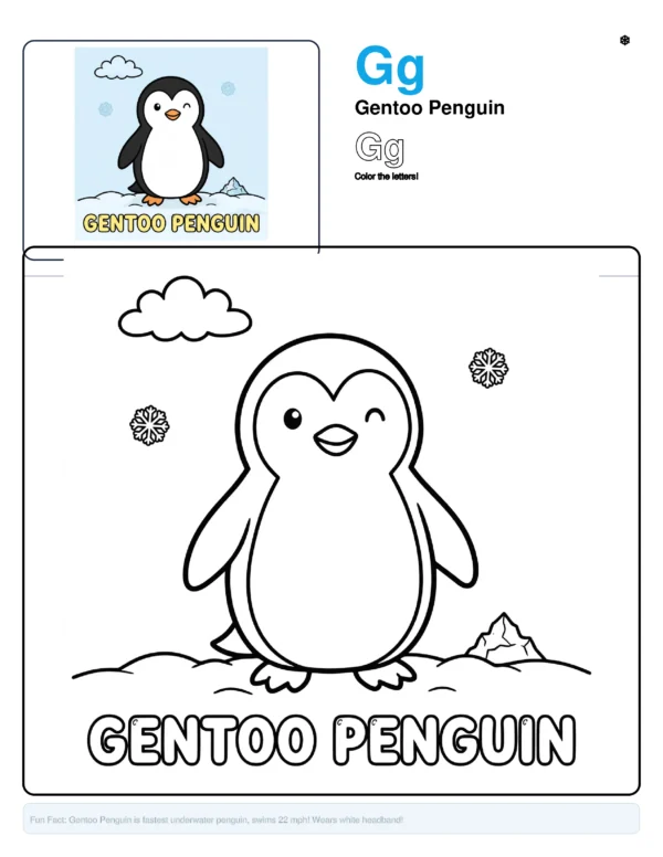 Penguin Or Polar Bear Coloring Pages - Letter G Coloring Page