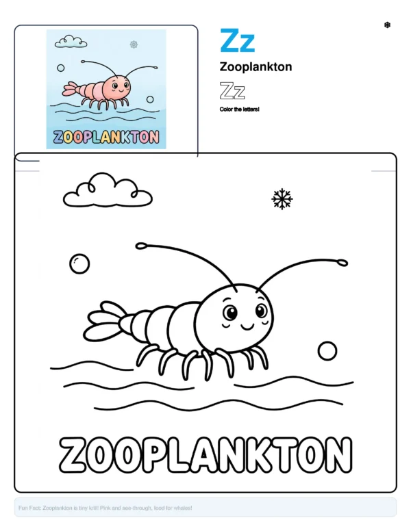 Printable Coloring Pages For Adults Zooplankton - Letter Z Coloring Page