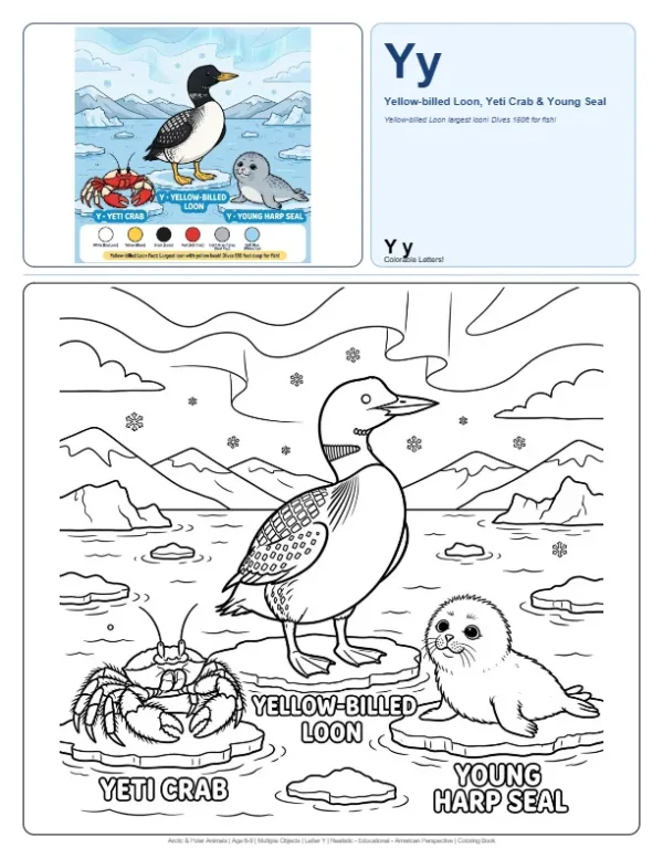 Printable Coloring Pages Free Yellow-billed Loon - Letter Y Coloring Page