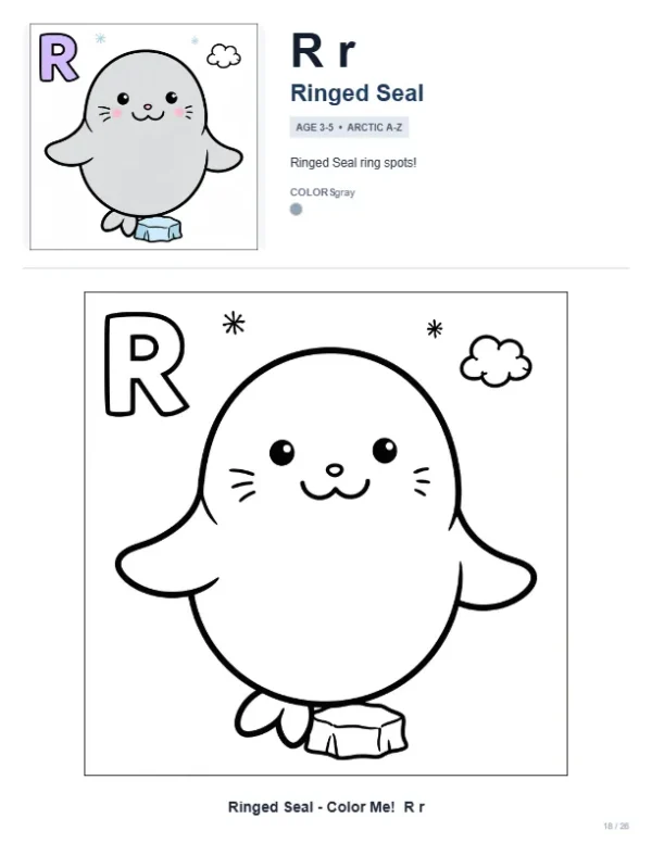 Printable Coloring Pages Of Seal - Letter R Coloring Page