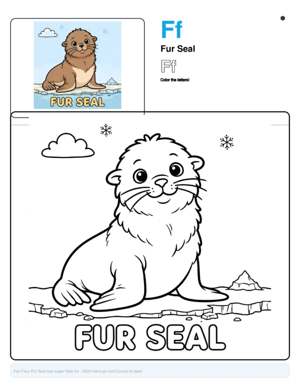 Seal Coloring Pages - Letter F Coloring Page