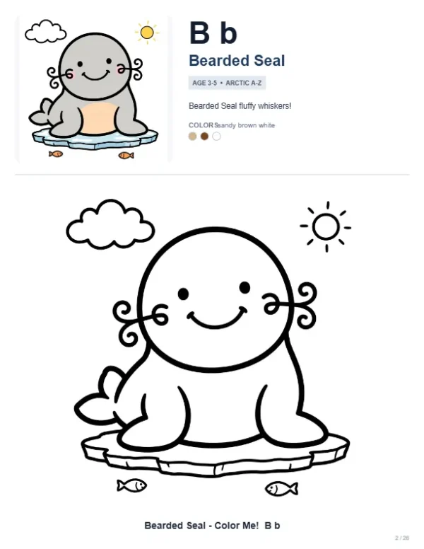Seal Coloring Pages To Print - Letter B Coloring Page