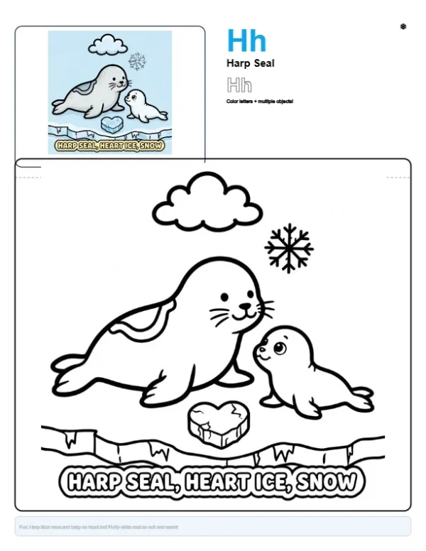 Seal Coloring Sheets - Letter H Coloring Page