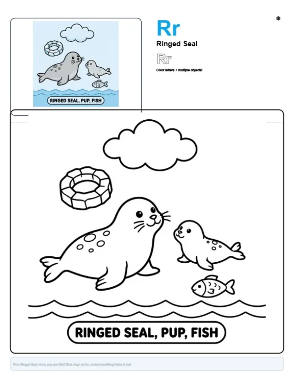 Seals Pictures To Color - Letter R Coloring Page