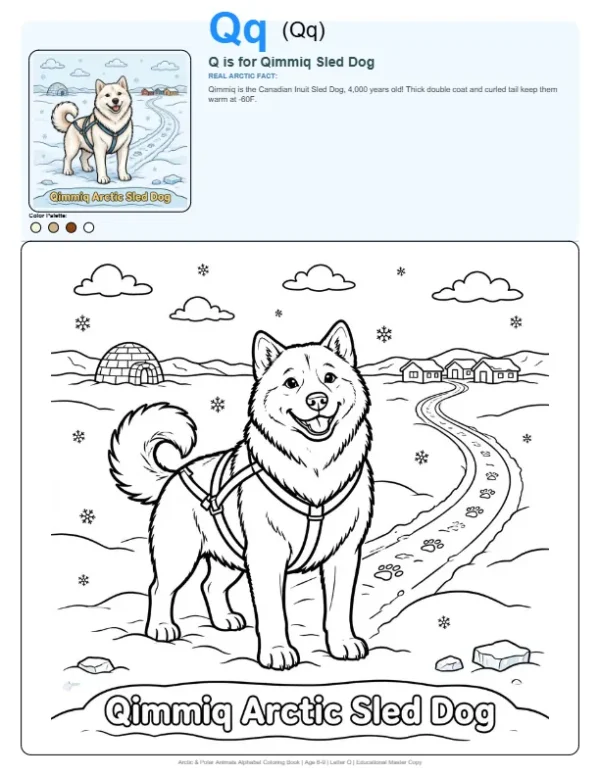 Simple Coloring Pages Qimmiq Sled Dog - Letter Q Coloring Page