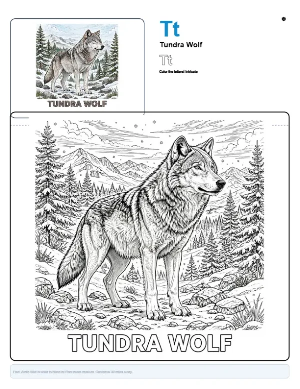 Wolf Coloring Pages Pdf - Letter T Coloring Page