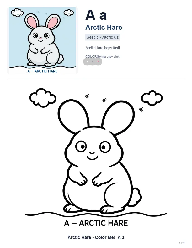 Arctic Hare Coloring Pages – Letter A Coloring Page