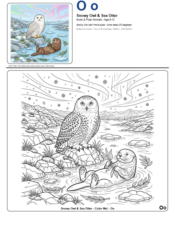 Calming Coloring Pages Snowy Owl – Letter O Coloring Page