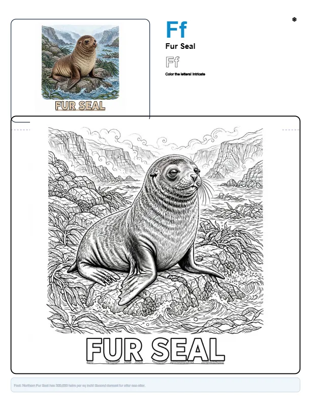 Circus Seal Coloring Page – Letter F Coloring Page