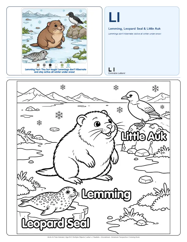 Colorful Alphabet Lemming – Letter L Coloring Page