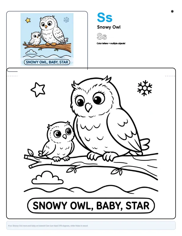 Coloring Games Online Snowy Owl – Letter S Coloring Page