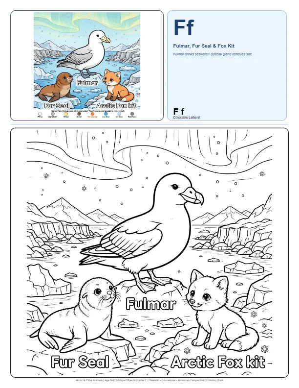 Coloring Images Fulmar – Letter F Coloring Page