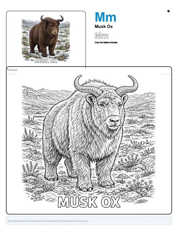 Coloring Pages For Adults Online Musk Ox – Letter M Coloring Page