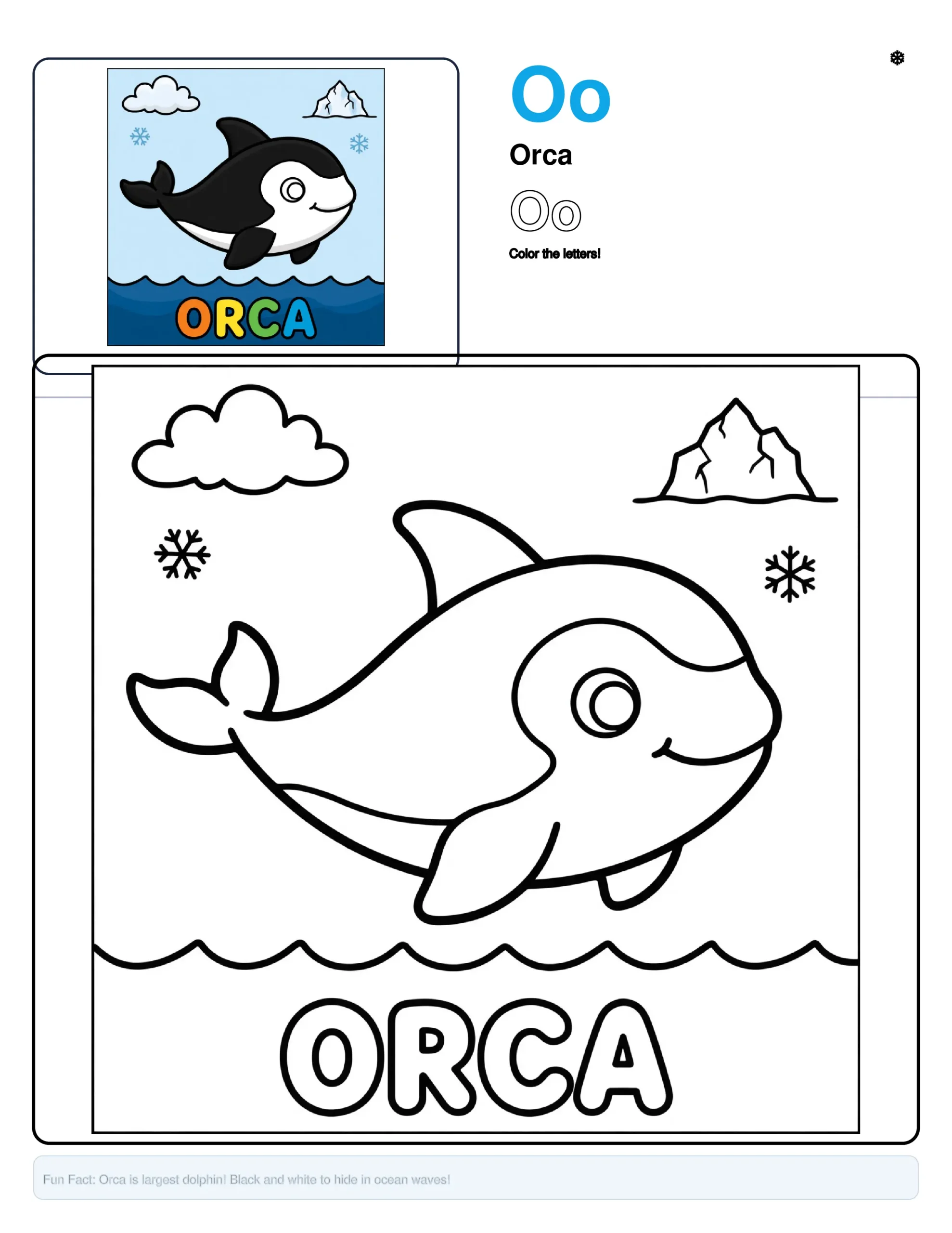 Coloring Pages For Girls Orca – Letter O Coloring Page