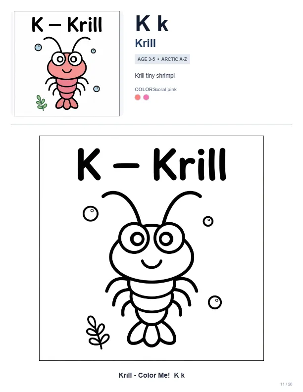 Coloring Pages For Teens Krill – Letter K Coloring Page