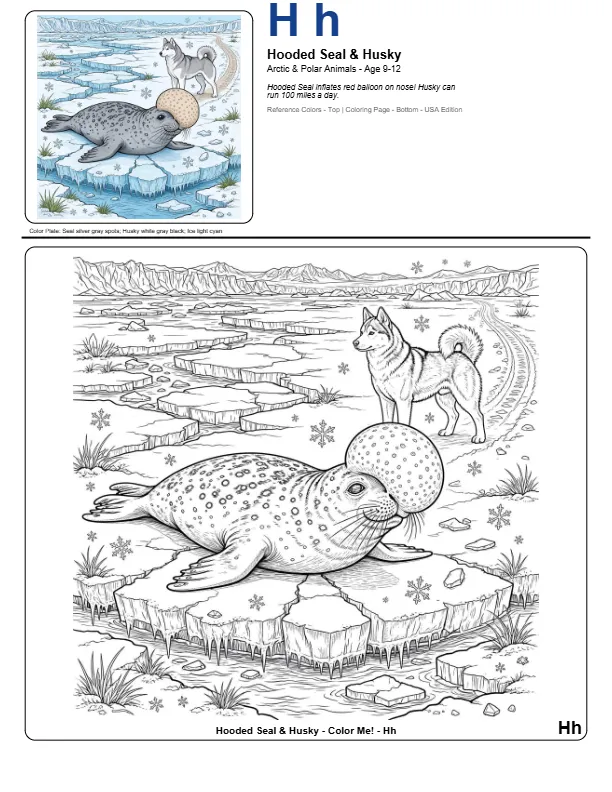 Coloring Picture Of A Seal – Letter H Coloring Page