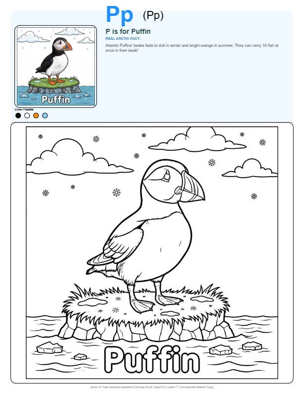 Coloring Worksheets Puffin – Letter P Coloring Page