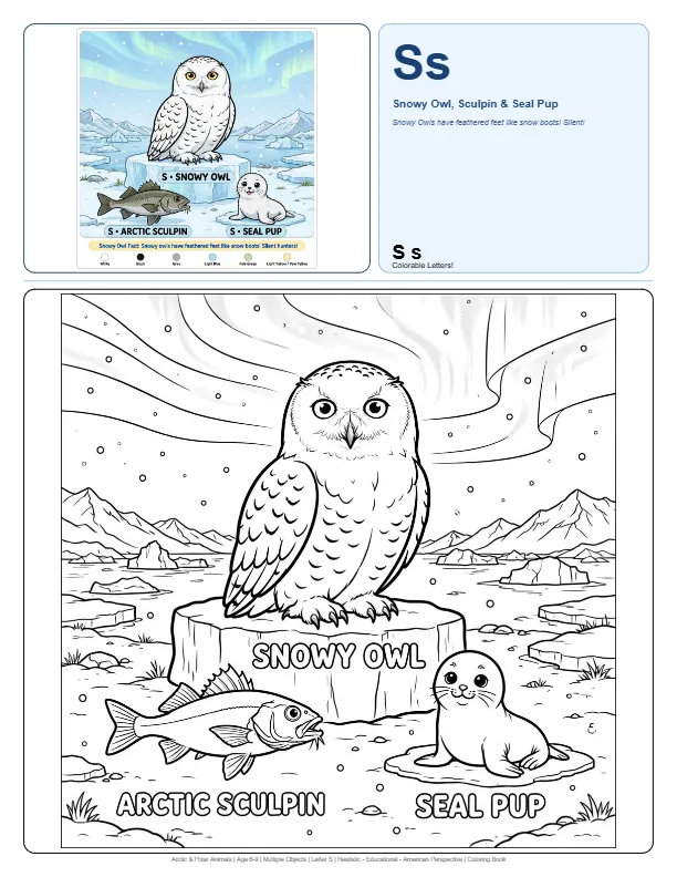 Easy Coloring Pages For Adults Snowy Owl – Letter S Coloring Page
