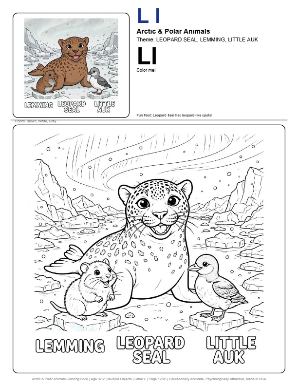 Free Coloring Page Leopard Seal – Letter L Coloring Page