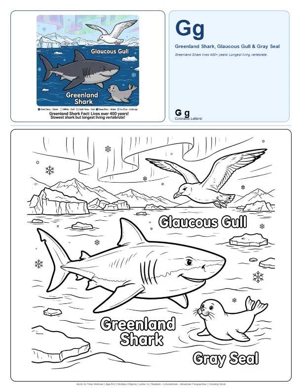 Free Coloring Pages For Teens Greenland Shark – Letter G Coloring Page