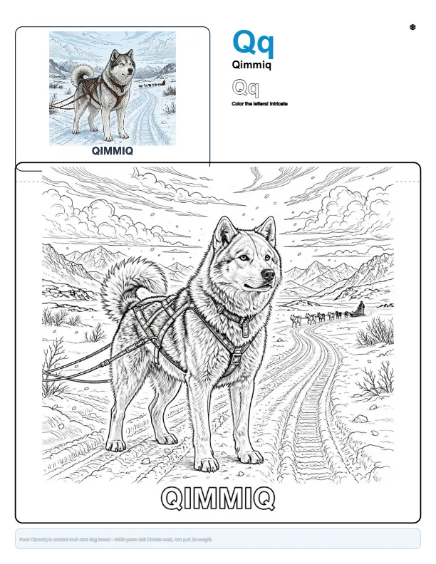Free Kids Coloring Pages Qimmiq – Letter Q Coloring Page